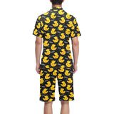 Duck Pattern Print Design 05 Men's V-Neck Short Pajama Set