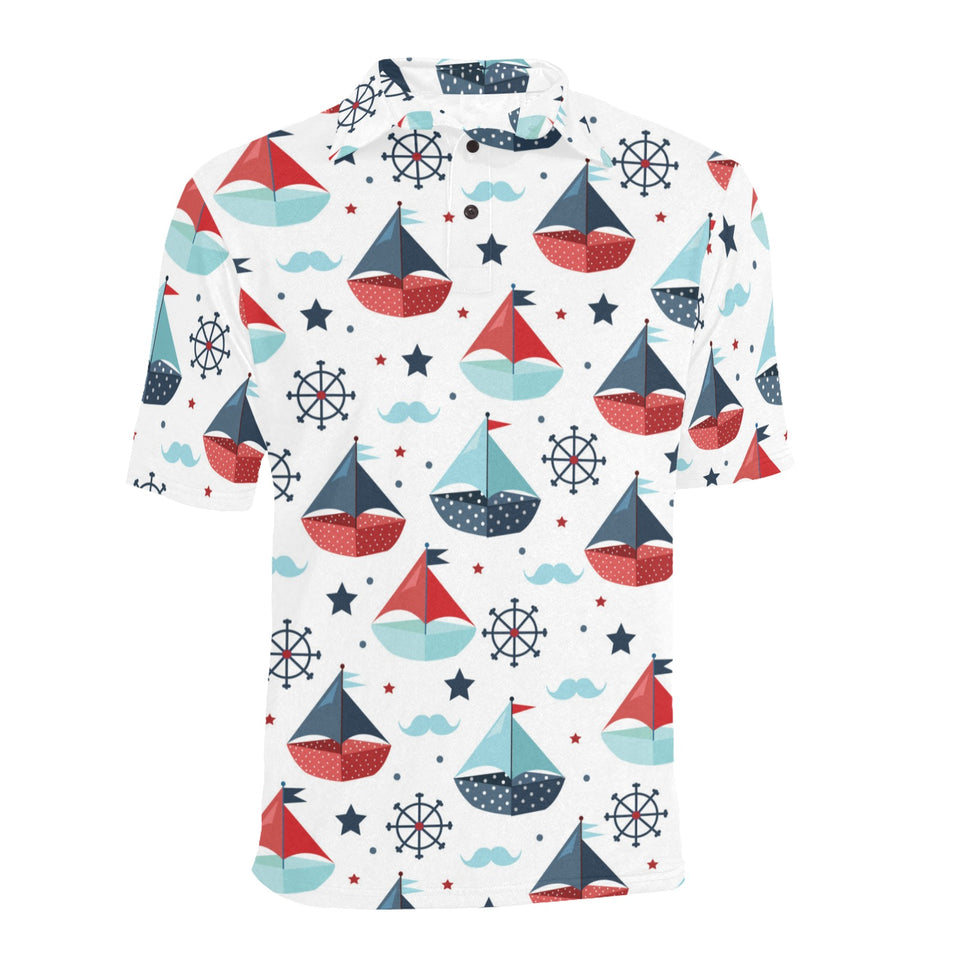 Cute color paper sailboat pattern Men's All Over Print Polo Shirt