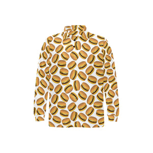 Hamburger Pattern Print Design 03 Men's Long Sleeve Polo Shirt