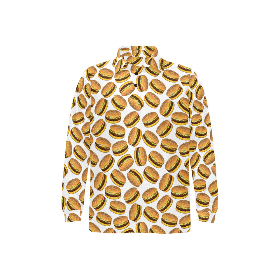 Hamburger Pattern Print Design 03 Men's Long Sleeve Polo Shirt