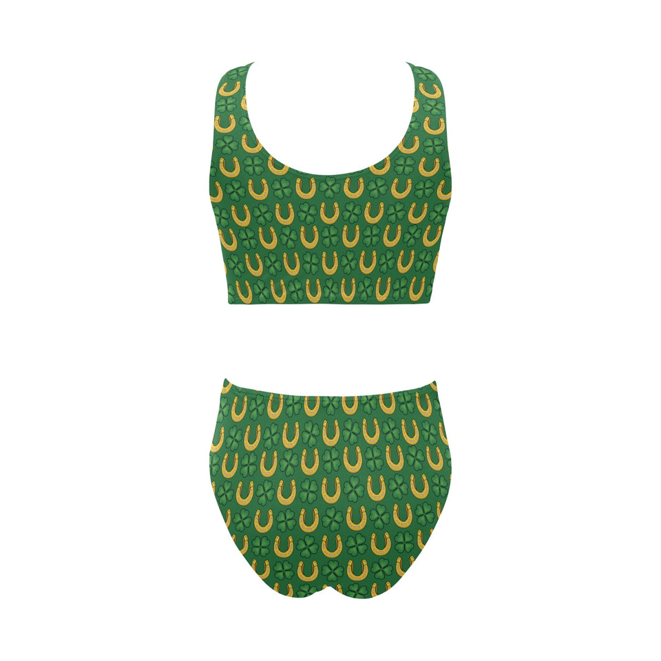 Horseshoes Pattern Print Design 05 Chest Bowknot High Waisted Bikini Swimsuit
