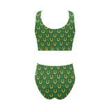 Horseshoes Pattern Print Design 05 Chest Bowknot High Waisted Bikini Swimsuit