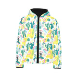 Cute parrot toucan flamingo cactus exotic leaves p Kids' Boys' Girls' Padded Hooded Jacket