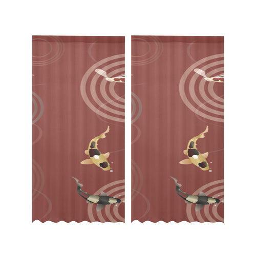 Koi Fish Carp Fish red background Gauze Curtain