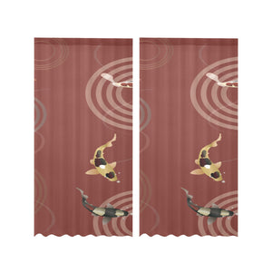 Koi Fish Carp Fish red background Gauze Curtain