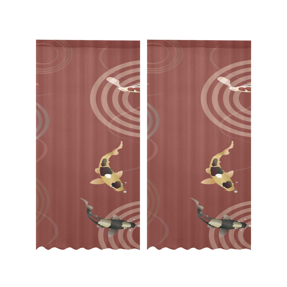 Koi Fish Carp Fish red background Gauze Curtain