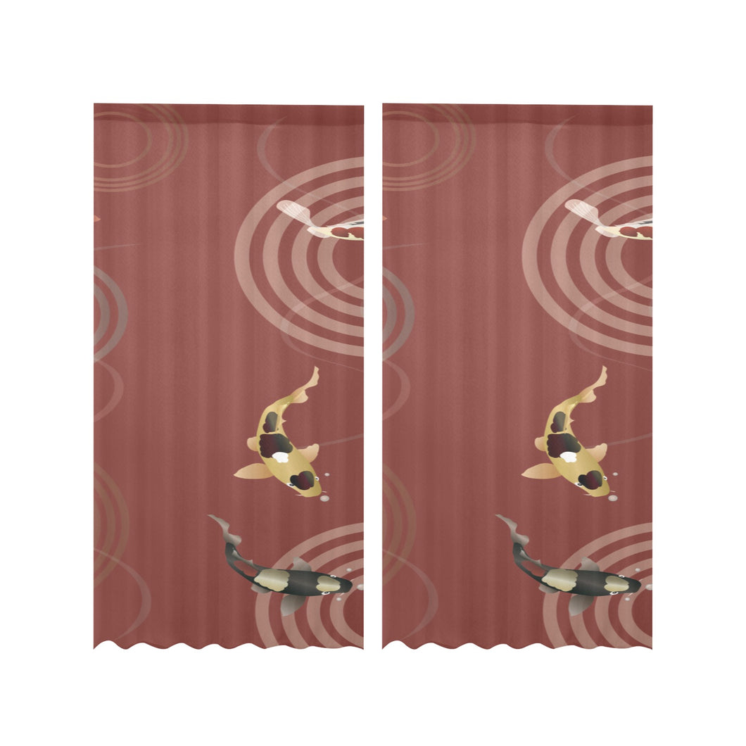 Koi Fish Carp Fish red background Gauze Curtain