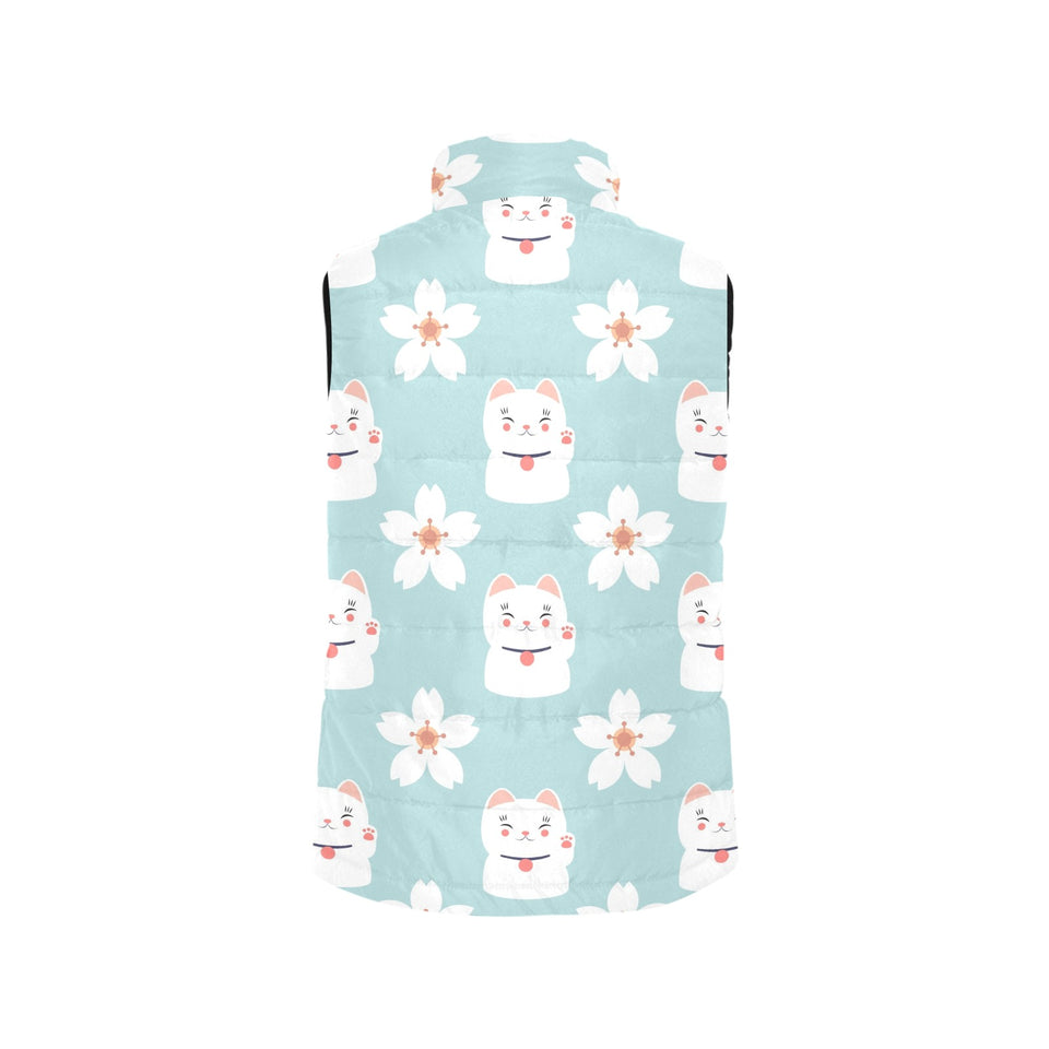 Maneki neko cat sakura Women's Padded Vest