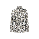 Leopard skin print pattern Women's Long Sleeve Polo Shirt