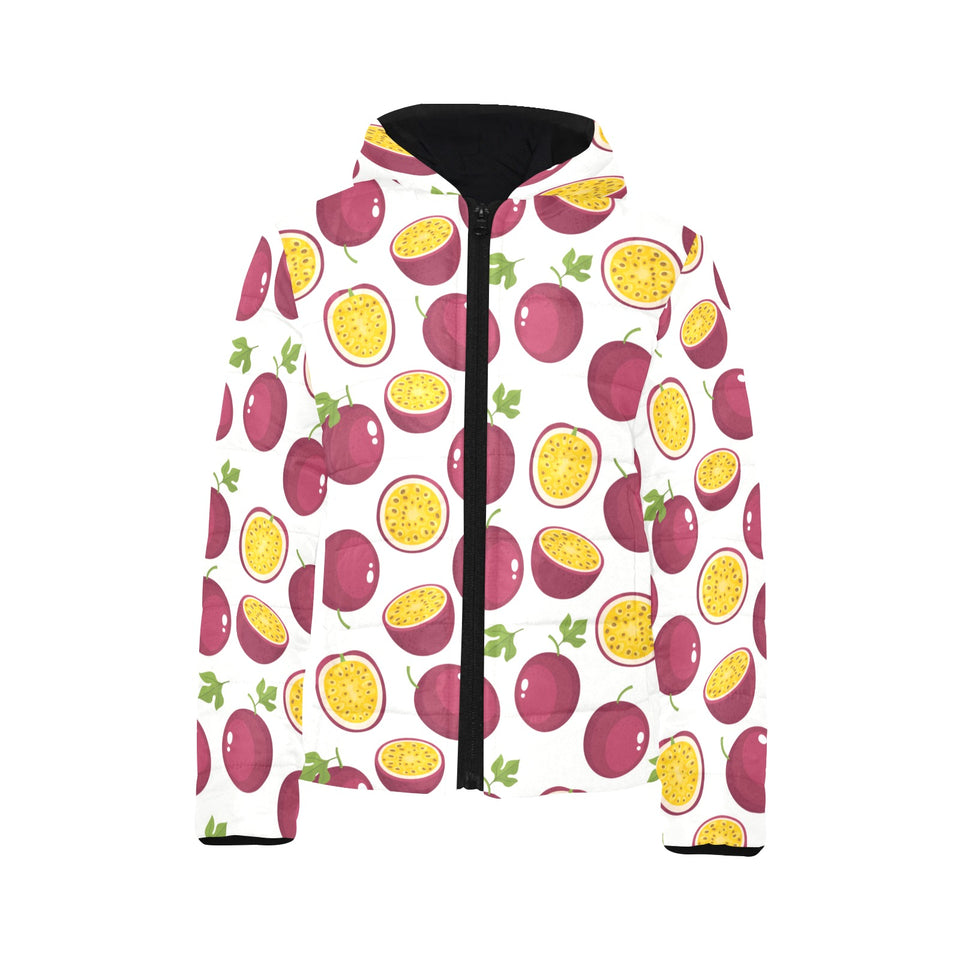 Passion fruit design pattern Kids' Boys' Girls' Padded Hooded Jacket