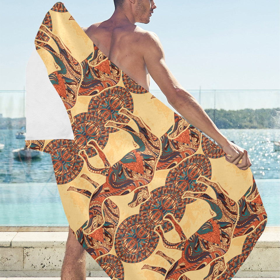 Camel polynesian tribal design pattern Beach Towel