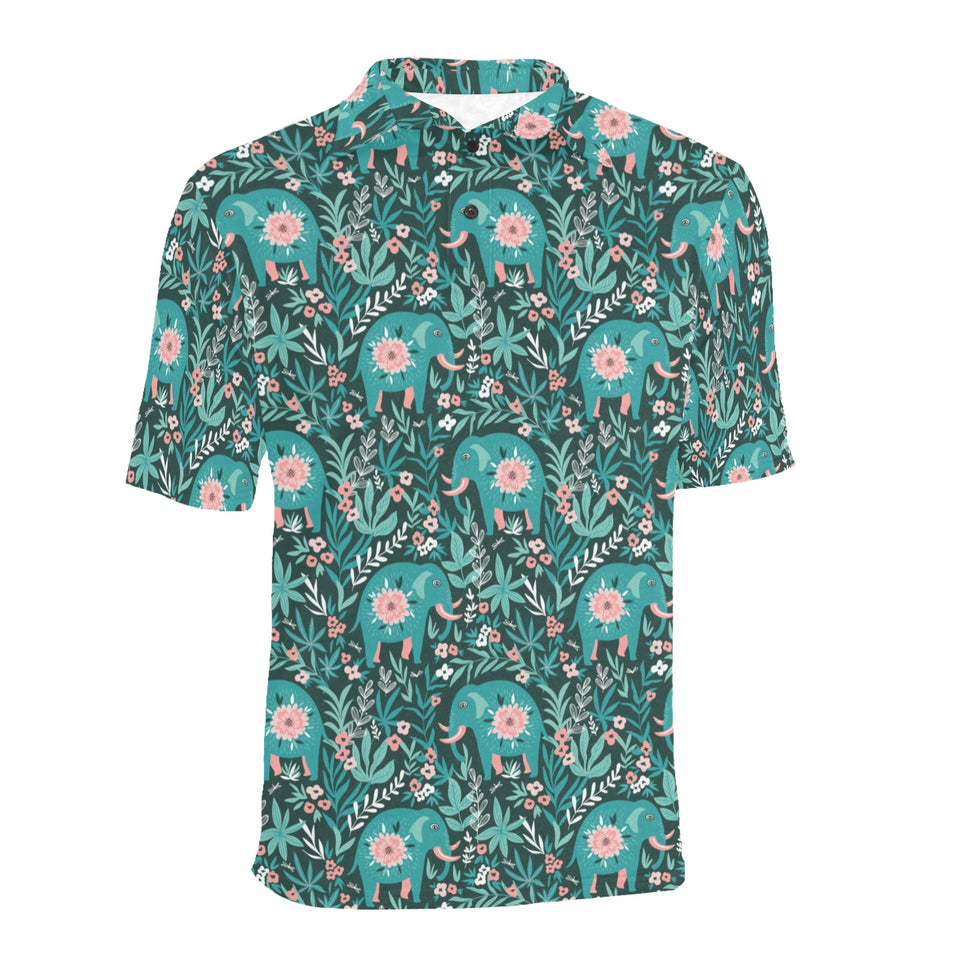 Elephants jungle pattern Men's All Over Print Polo Shirt