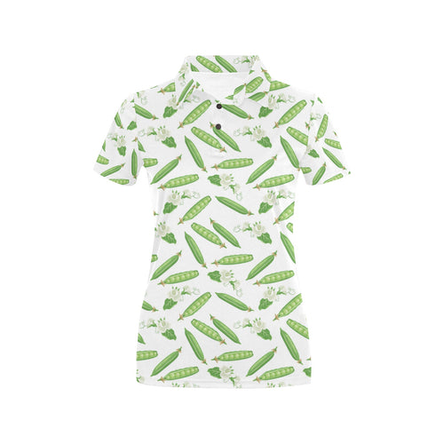 Green Peas Pattern Print Design 04 Women's All Over Print Polo Shirt