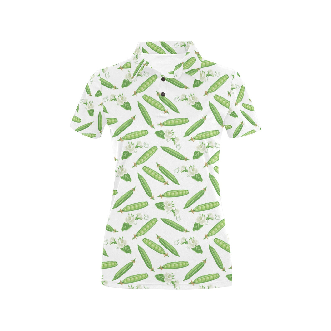Green Peas Pattern Print Design 04 Women's All Over Print Polo Shirt