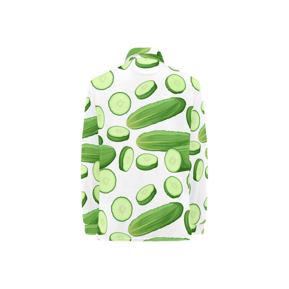 cucumber whole slices pattern Women's Long Sleeve Polo Shirt