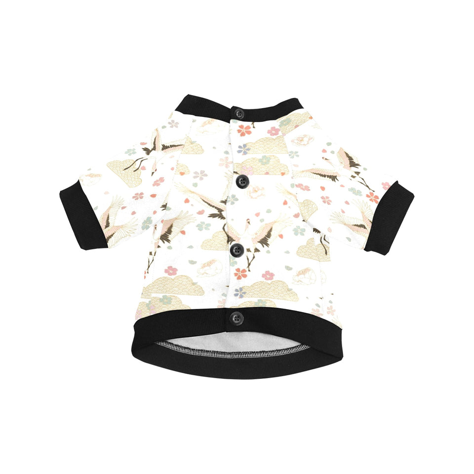 Beautiful Japanese cranes pattern All Over Print Pet Dog Round Neck Fuzzy Shirt
