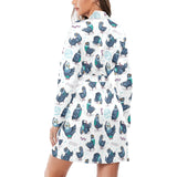 Pigeon Pattern Print Design 02 Women's Long Sleeve Belted Night Robe