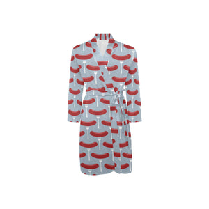Sausage Pattern Print Design 02 Men's Long Sleeve Belted Night Robe