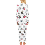 French bulldog cup paw pattern Women's All Over Print Pajama Set