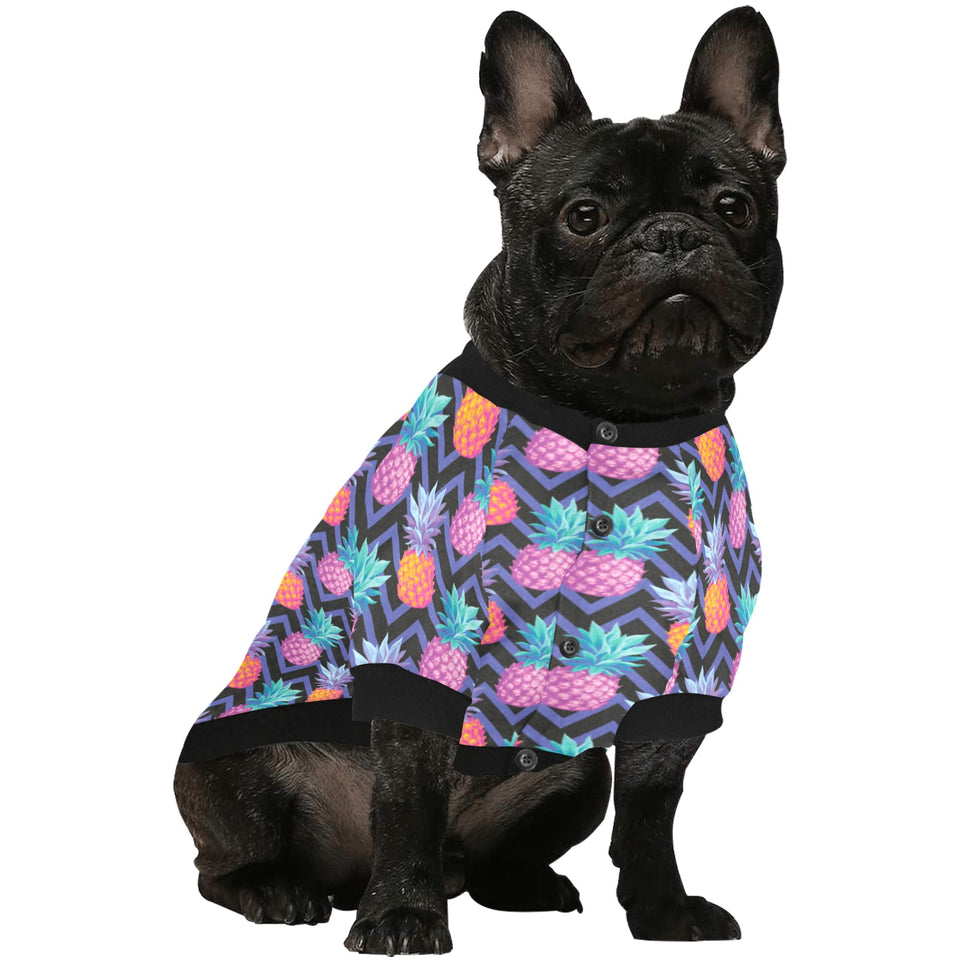 Pineapples pattern zigzag background All Over Print Pet Dog Round Neck Fuzzy Shirt