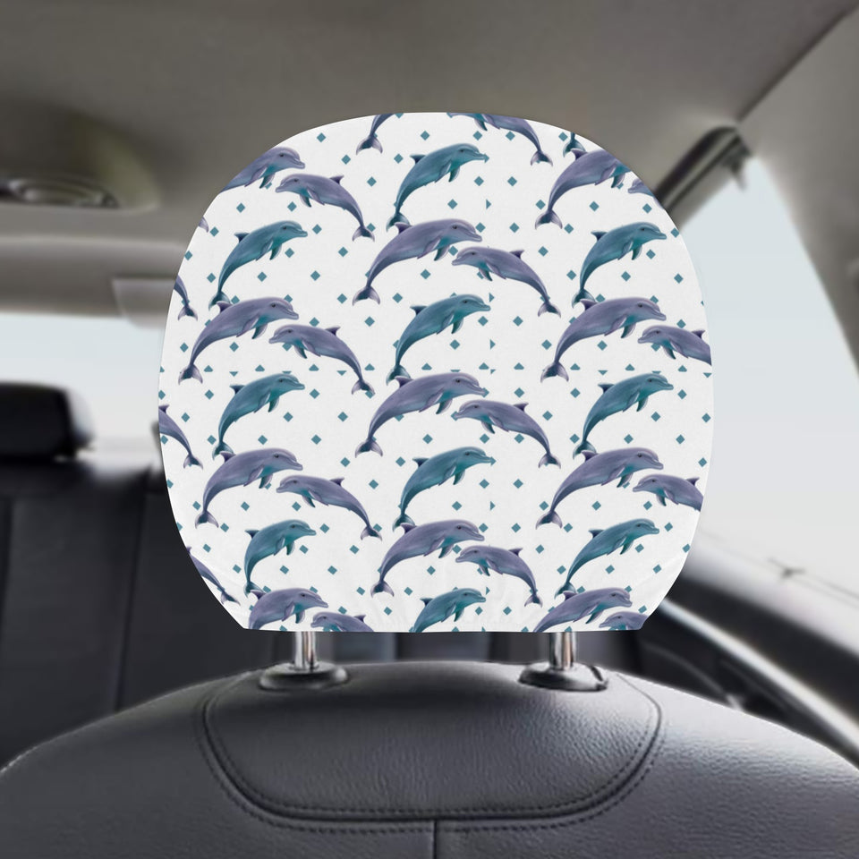 Dolphins pattern dotted background Car Headrest Cover