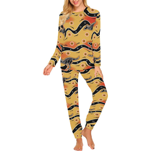 Kangaroo Australian aboriginal art pattern Women's All Over Print Pajama Set