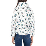 Swallow Pattern Print Design 04 Women's Padded Hooded Jacket