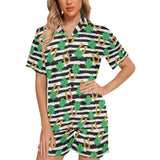 Horseshoes Pattern Print Design 01 Women's V-Neck Short Pajama Set