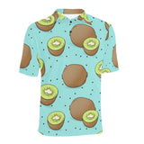 Kiwi blue background Men's All Over Print Polo Shirt