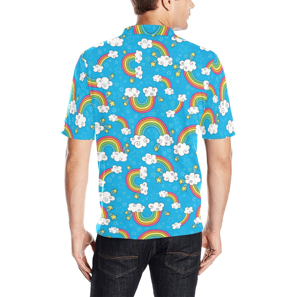 Rainbows Sky Clouds Pattern Men's All Over Print Polo Shirt