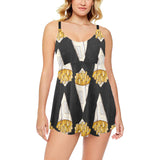 French fries dark background Chest Sexy Pleated Two Piece Swim Dress