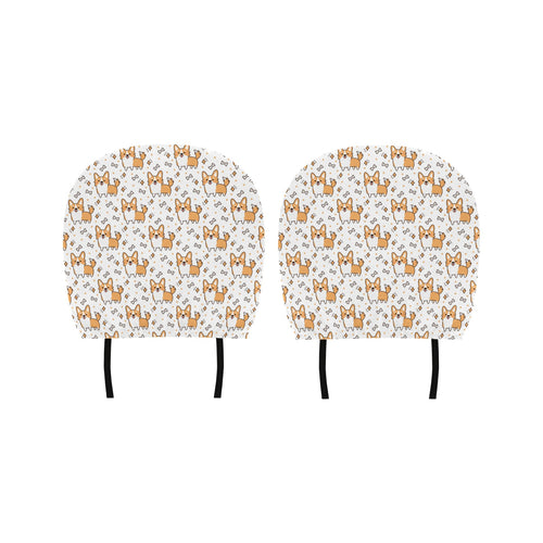 Cute corgi heart star bone pattern Car Headrest Cover