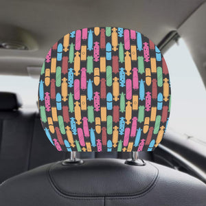 Skate Board Pattern Print Design 02 Car Headrest Cover