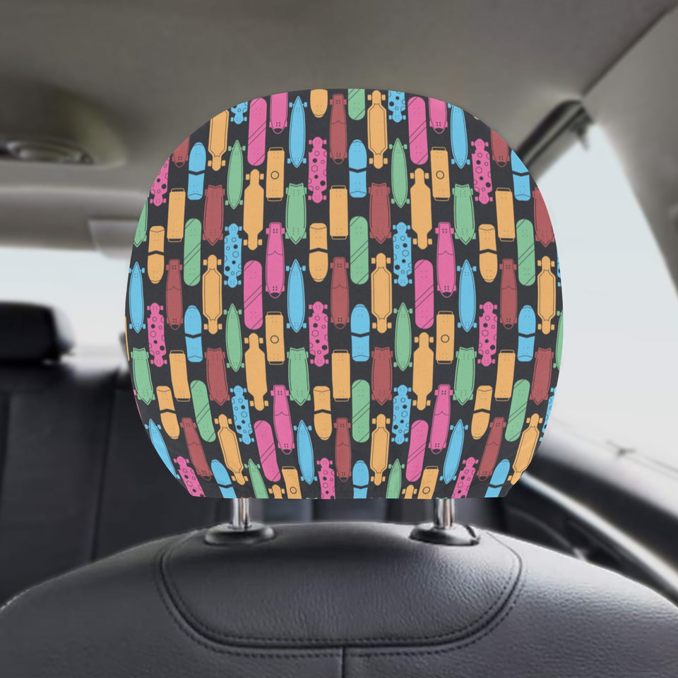 Skate Board Pattern Print Design 02 Car Headrest Cover