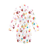 Cake cupcake design pattern Women's Long Sleeve Belted Night Robe