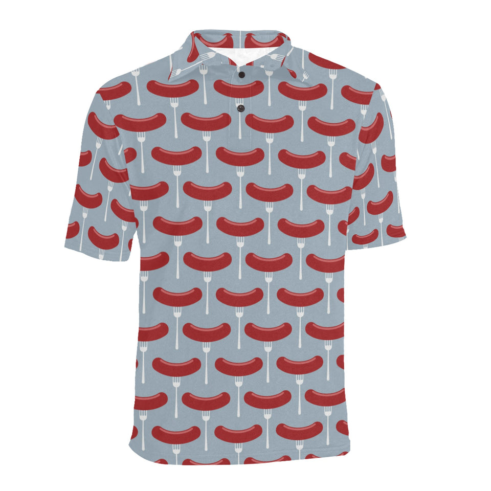 Sausage Pattern Print Design 02 Men's All Over Print Polo Shirt