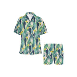 Toucan tropical leaves design pattern Women's V-Neck Short Pajama Set