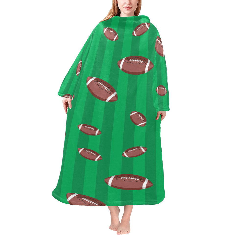 American football ball field background Blanket Robe with Sleeves