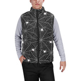 Spider web design pattern Black background white c Men's Padded Vest