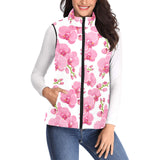 pink purple orchid pattern background Women's Padded Vest