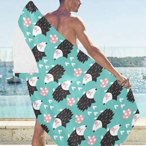 Hedgehog Pattern Print Design 03 Beach Towel