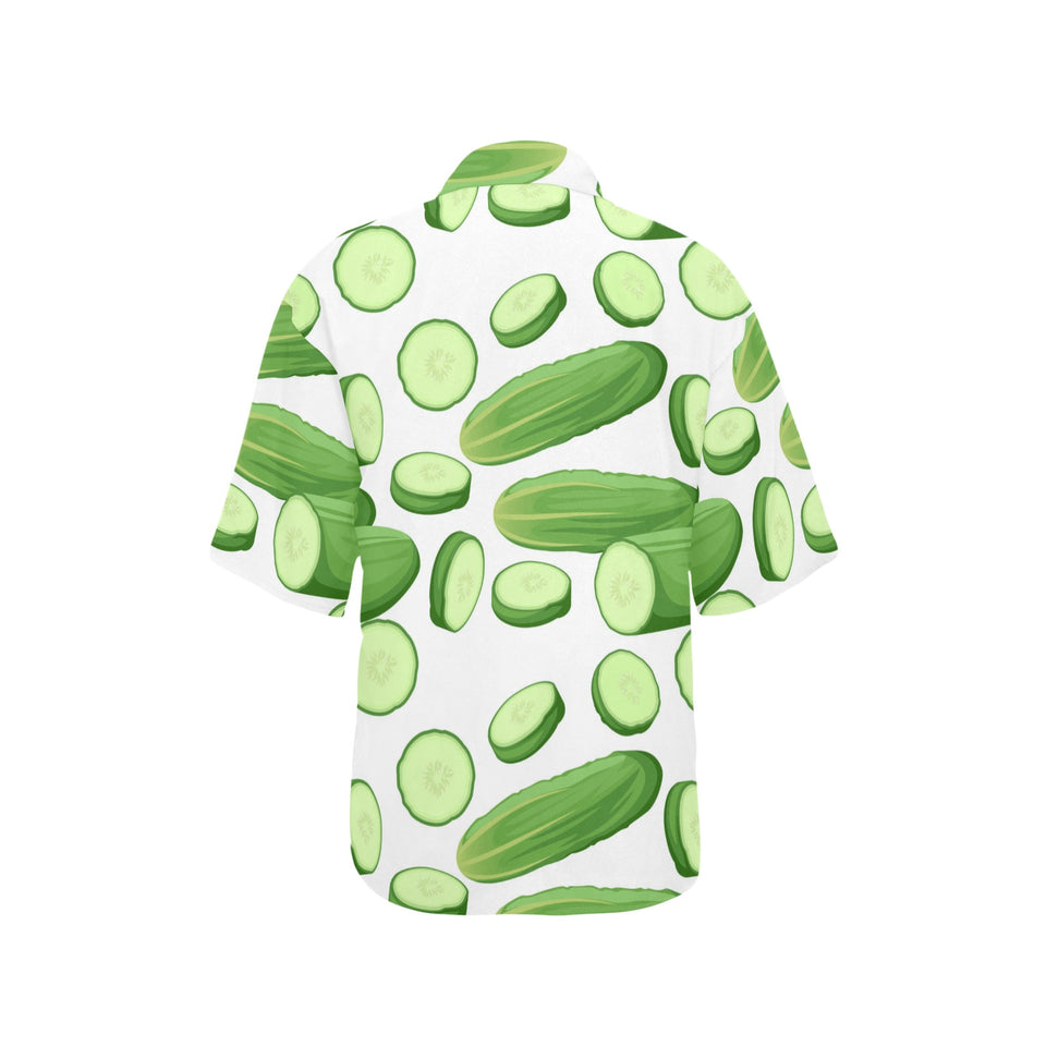 cucumber whole slices pattern Women's All Over Print Hawaiian Shirt