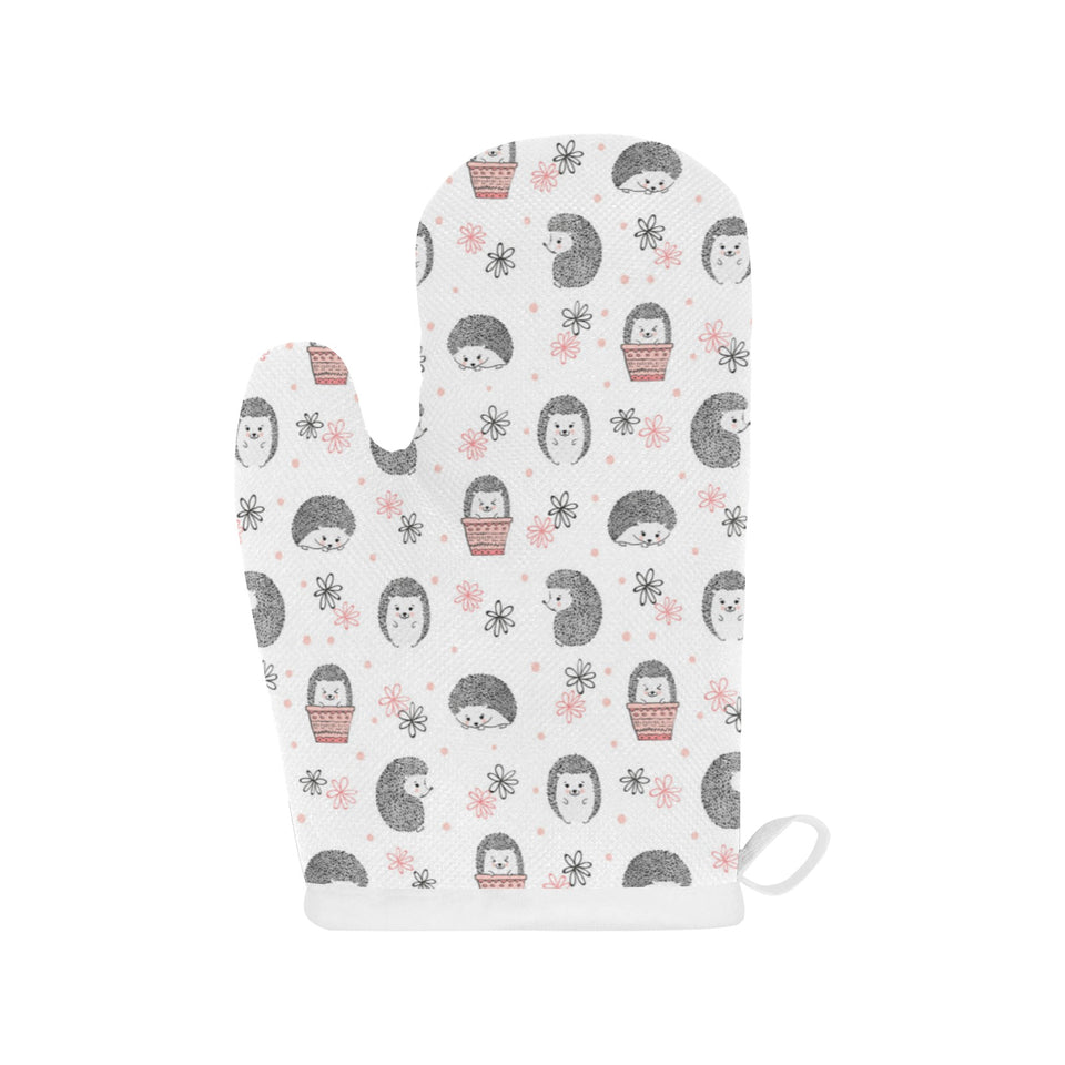 Hedgehog Pattern Print Design 02 Heat Resistant Oven Mitts