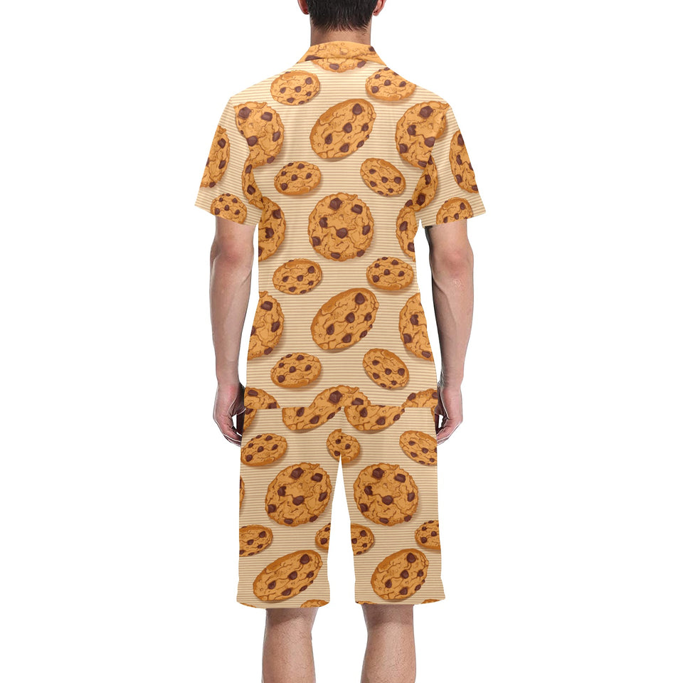 Cookie pattern Men's V-Neck Short Pajama Set