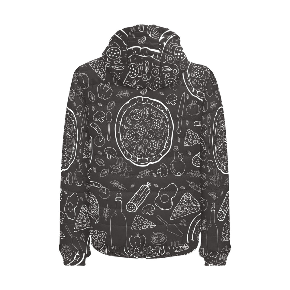 Pizza pattern Men's Padded Hooded Jacket