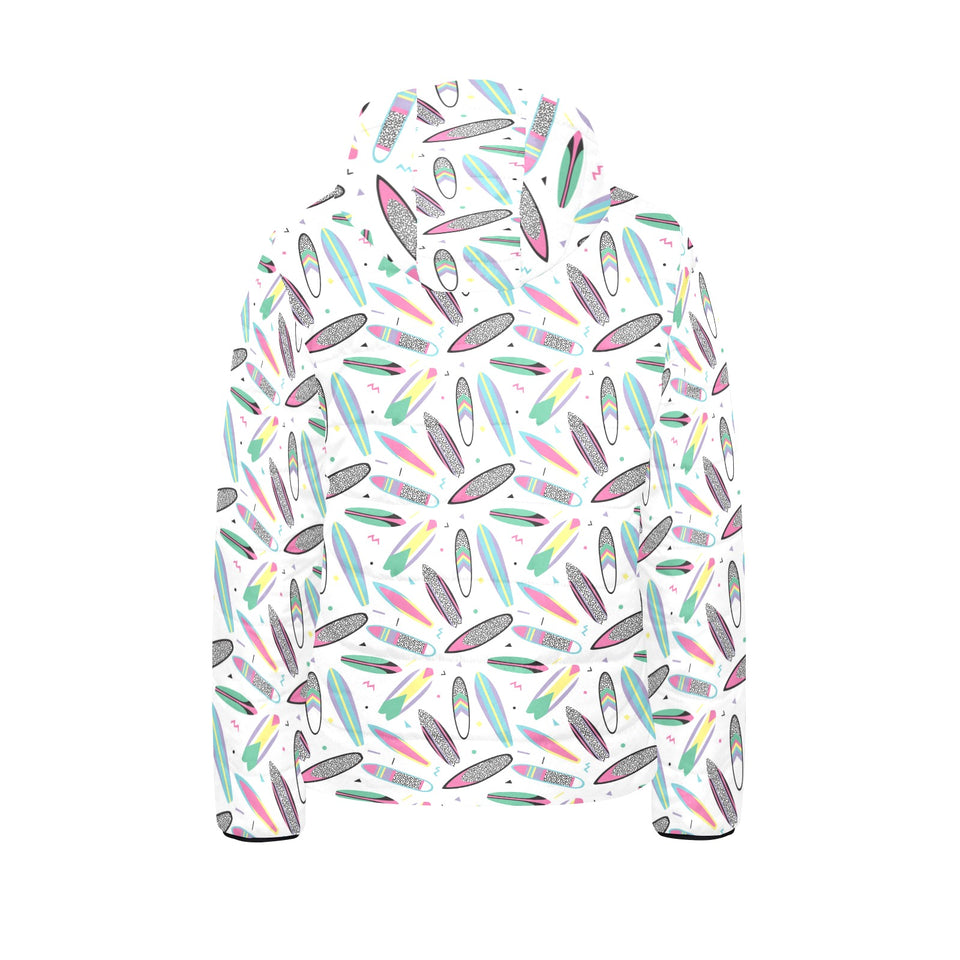 Surfboard Pattern Print Design 04 Kids' Boys' Girls' Padded Hooded Jacket