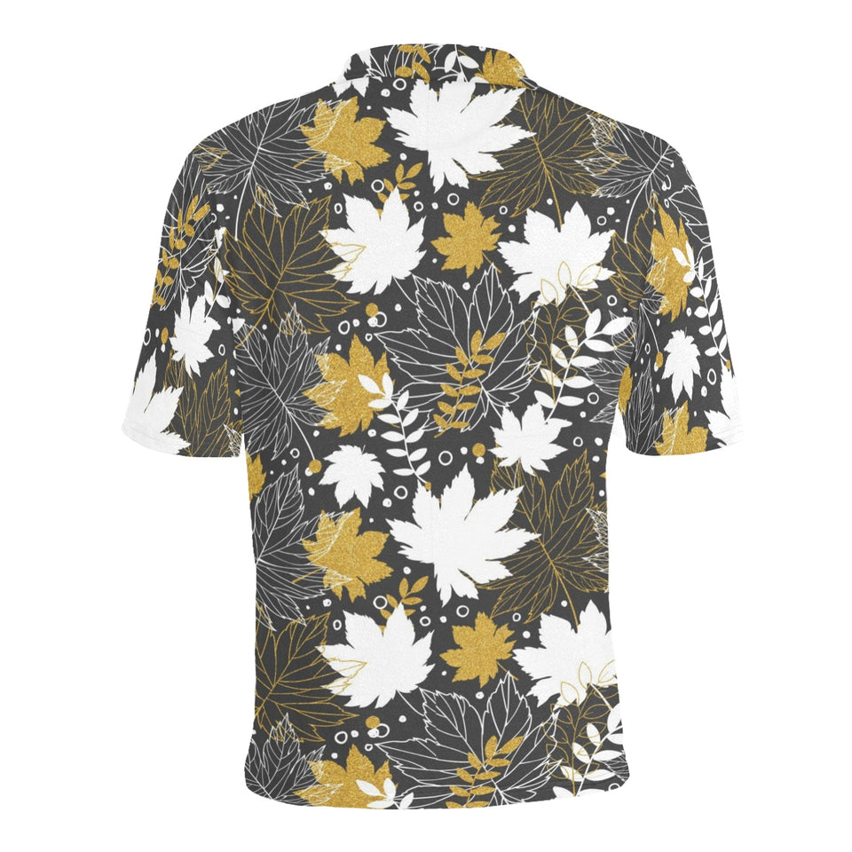 Beautiful gold autumn maple leaf pattern Men's All Over Print Polo Shirt