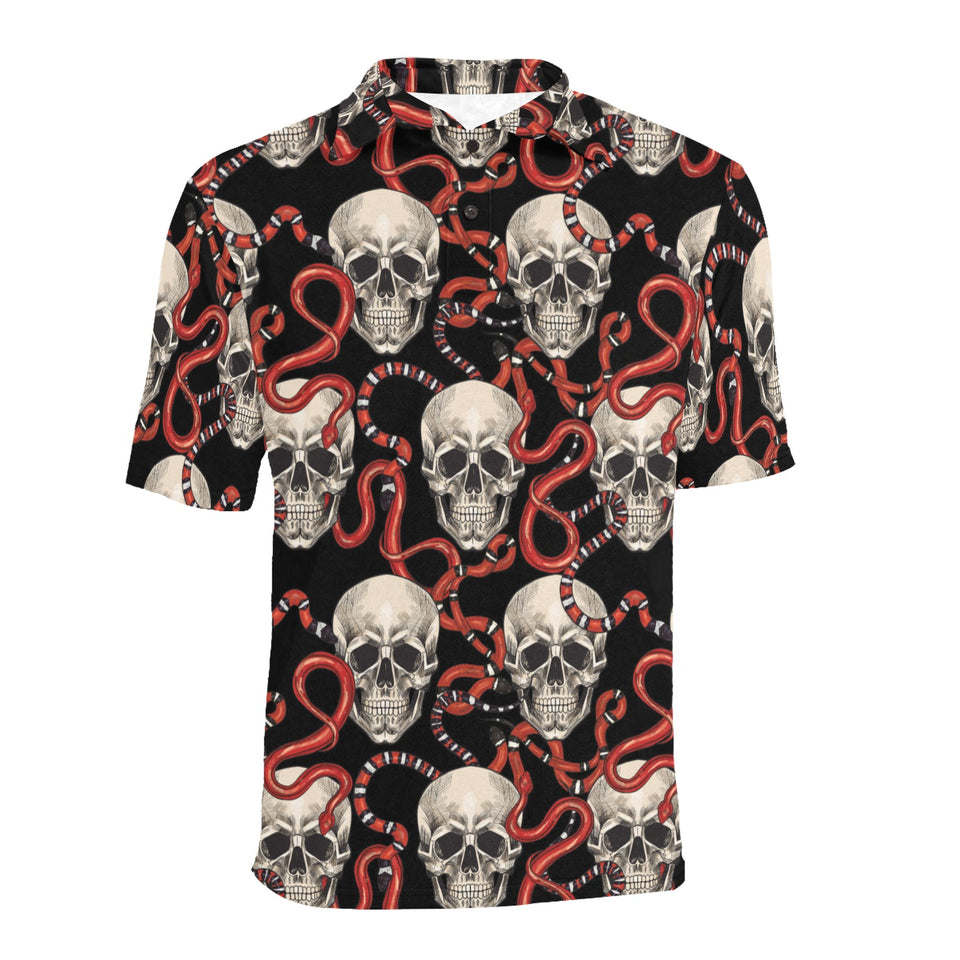 Red snake skull pattern Men's All Over Print Polo Shirt