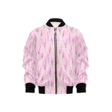 Lavender pattern pink background Kids' Boys' Girls' Bomber Jacket