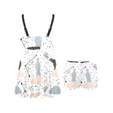 Polar bears star poka dot pattern Chest Sexy Pleated Two Piece Swim Dress